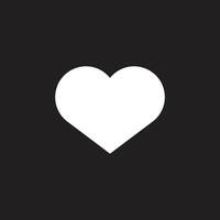 eps10 white vector heart filled icon isolated on black background. love solid symbol in a simple flat trendy modern style for your website design, logo, pictogram, and mobile application