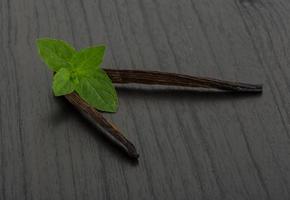 Vanilla on wooden background photo