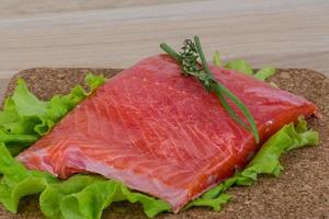 Raw salmon fillet photo