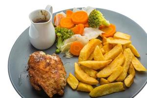 Cordon bleu on the plate and white background photo