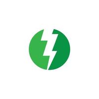 Símbolos y logotipo de icono de rayo de vector eléctrico verde