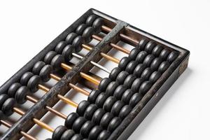 Vintage wooden abacus isolated on white photo