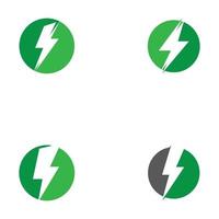 Símbolos y logotipo de icono de rayo de vector eléctrico verde