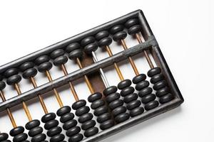 Vintage wooden abacus isolated on white photo