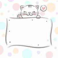 Cute cat holding empty sign banner hand drawn vector