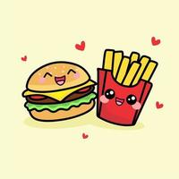 Burguer and fries vector