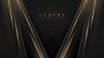 Golden lines on a black background with starlight effect decoration. Luxury award ceremony design concept. vector