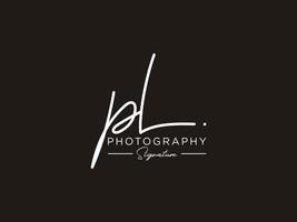Letter PL Signature Logo Template Vector