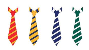 Set of ties of different colors.  Vector set in cartoon style. All elements are isolated
