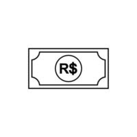 Brazil Currency, BRL, Brazilian Real Icon Symbol. Vector Illustration