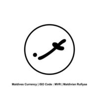 Maldives Currency, MVR, Maldivian Rufiyaa Icon Symbol. Vector Illustration