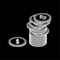 Dollar To Rupiah, Dollar to IDR Icon Symbol. Money Currency Value. Vector Illustration