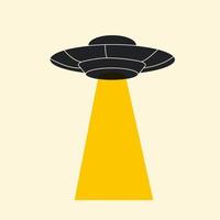 Flying saucer logo with a yellow glow. UFO.Isolated flying saucer on background vector