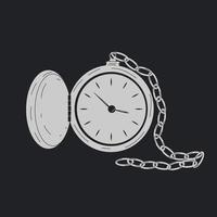 Silver Antique pocket watch vector in cartoon style. All elements are isolated