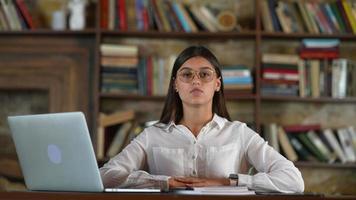 Woman working on the computer video