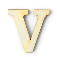 letra del alfabeto de madera con sombra v