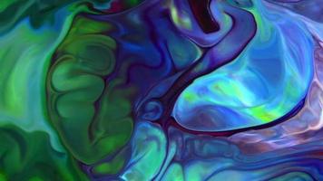 bläck droppar bubblor och sfär former på abstrakt färgrik bläck bakgrund turbulens video
