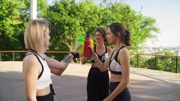 donne gruppo allenarsi fitness all'aperto video