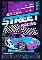 Poster Design with Drift Car vector