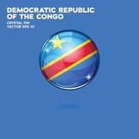 república democrática del congo bandera botones 3d vector