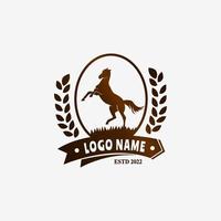 Horse silhouette logo for business. vintage logo design. Horse vintage design. Perfect horse related for farm. horse standing on two hind legs. vector