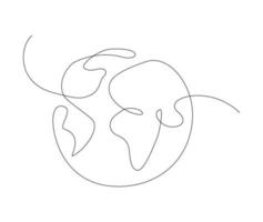 Earth one line.  Planet continuous line. Globe line art. vector, outline world vector