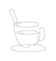 Cup of tea line art. Outline hot drink. one line coffee. vector