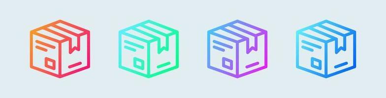 Package line icon in gradient colors. Shipping box signs vector illustration.