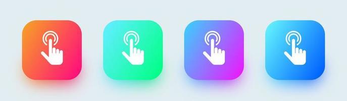 Touch solid icon in square gradient colors. Tap signs vector illustration.