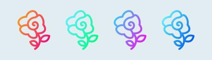 Flower line icon in gradient colors. Rose signs vector illustration.