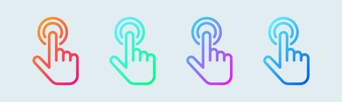 Touch line icon in gradient colors. Tap signs vector illustration.