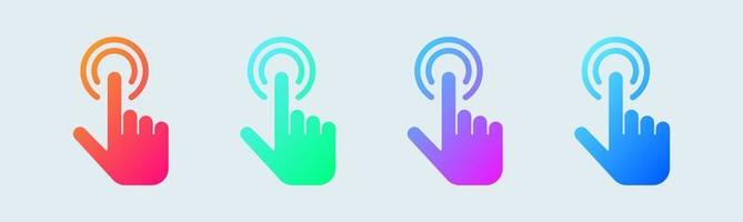 Touch solid icon in gradient colors. Tap signs vector illustration.