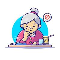 Cute Grandma Forbid Smoking Cartoon Vector Icon  Illustration. People Education Icon Concept Isolated Premium  Vector. Flat Cartoon Style