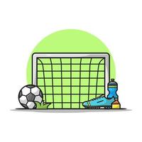 Soccer Field Cartoon Vector Icon Illustration. Sport Outdoor  Icon Concept Isolated Premium Vector. Flat Cartoon Style
