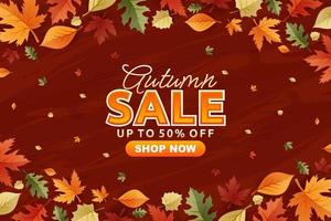 Autumn Sale Banner Vector illustration. happy autumn, thanksgiving background with lots of leave