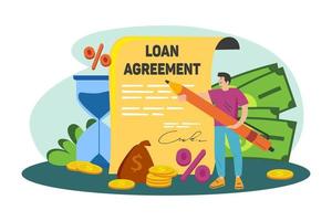 Man with the loan agreement vector