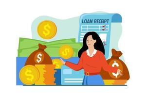 Girl with loan money vector
