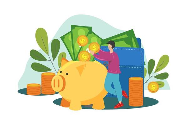 Man saving money Illustration concept on white background