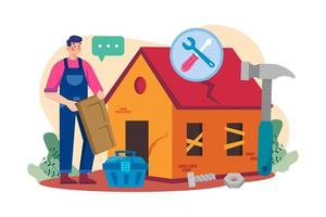 The man has repaired the old house for rent vector