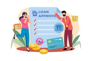 concepto de ilustración de préstamo hipotecario aprobado sobre fondo blanco vector