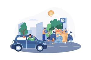 Garbage On The Road Illustration concept on white background vector