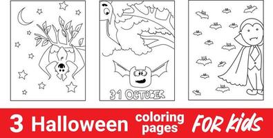 Vetor do Stock: Coloring page. Black and white vector illustration with  happy pumpkin in witch hat. Lettering `Happy Halloween`.