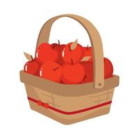 Red ripe apples in a wicker basket. vector