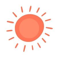 Simple cute sun isolated on white background. Sun icon vector. Cartoon childrens illustration. vector