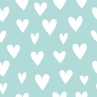 Simple seamless pattern with hearts. Love, Valentine's Day, holiday decor and fabrics. Vector illustration of white hearts on a light blue background