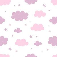 Cute seamless pattern with stars and clouds, nursery decor, print for baby clothes, wallpaper. Vector illustration in flat style