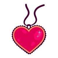 Vector heart shaped pendant, jewelry. Illustration in flat style