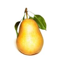 One ripe yellow pear isolated on white background photo