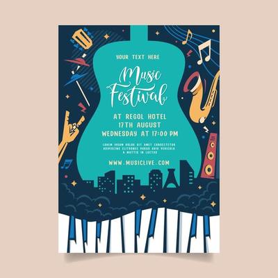 Music party festival in creative style with modern shape template design