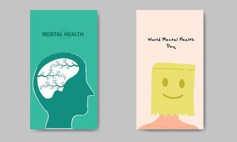 plantilla de paquete del día mundial de la salud mental plana vector